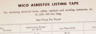 Vtg Mica Insulator Co Catalog~Asbestos~Electrical Wire  