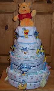 Baby Shower 4 Tier Diaper Cake, Winnie the Pooh, Precious Moments 
