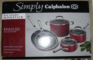   Calphalon Simply Calphalon Red Enamel Nonstick 8 Piece Cookware Set