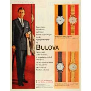  1959 Ad Bulova Slim Waterproof Wrist Watches Businessman 