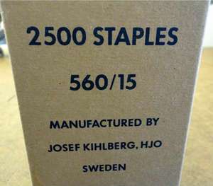   box 2500 Josef Kihlberg 5/8 staples for air gun type stapler 560/15