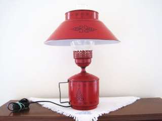   Country Cottage Red 1960s Mid Century Modern Tole Table Desk Lamp