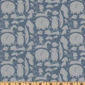  44 Wide Oh Boy Animal Silhouette Blue Fabric By The Yard 
