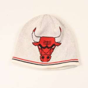 Chicago Bulls Big Logo Knit Beanie (White)  Sports 