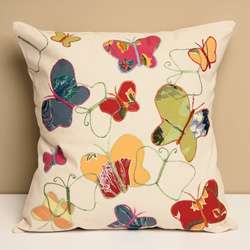 Butterfly Garden Embroidered Cotton Decorative Pillow Cover (India 