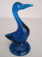   ART GLASS BLUENIQUE BLUE 5 TALL DUCK BIRD Figurine Gorgeous  