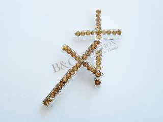 USA Stock 1PCS Curved Side Crystal Rhinestones Cross charms fit 