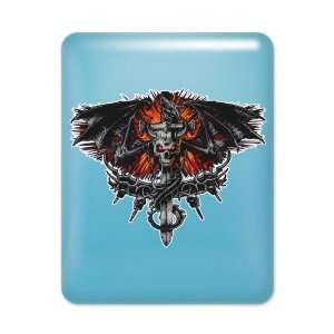  iPad Case Light Blue Dragon Sword with Skulls and Chains 
