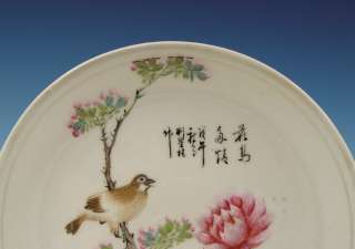 Fine Chinese Porcelain Plate Bird Ca. 1900 Artist Signed  