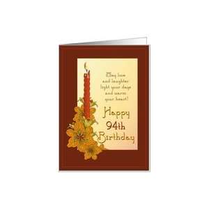  Happy 94th Birthday Tiger Lily and Red Candle Card Toys & Games