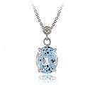   Sterling Silver 4 2/5ct TGW Blue Topaz and Diamond Accent Necklace
