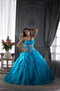 Tiffany 26645 Turquoise Pageant Quinceanera Ball Gown sz 12  