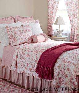 BRIGHTON FRENCH COUNTRY RED & IVORY WHITE TOILE TWIN QUILT  