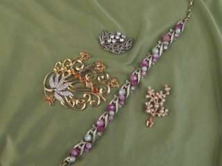   Lot Vintage Rhinestone Jewelry For Repair Brooches and Necklace  