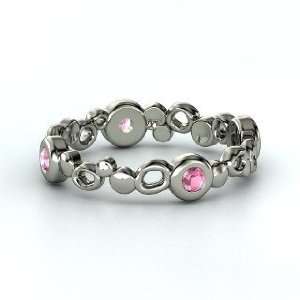  Bubble Stack Ring, Sterling Silver Ring with Pink 