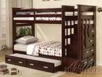 Youth Espresso Twin Storage Trundle Bunk Bed  