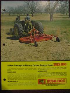 Bush Hog 109 109 O 1209 Rotary Cutter Mower Sales Brochure  