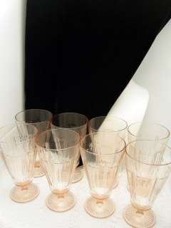 Pink Depression Tea Glasses Hazel Atlas Rare Set of 8  