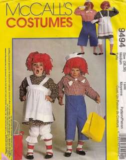 McCALLS 9494 Raggedy Anne Andy Costume 36 38 PATTERN  