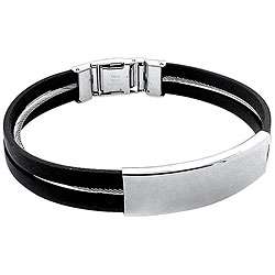 Stainless Steel and Rubber Cable Bracelet  