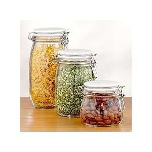 Glass Canisters with White Ceramic Lid, Sets of 2   World Market 