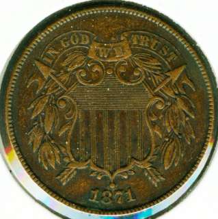 1871 Two (2) Cent   Choice AU  