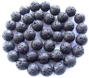 10mm natural Black Volcanic Lava Stone Round Beads 15  