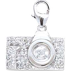 14k White Gold 1/10ct TDW Diamond Camera Charm  