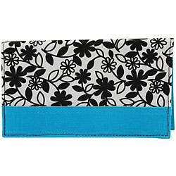 Blue Floral Canvas Checkbook Cover  