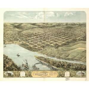    1868 birds eye map of city of Nebraska City, NE