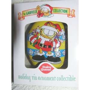  Garfield the Cat Santa Claus Tin Ornament From Dairy Queen 
