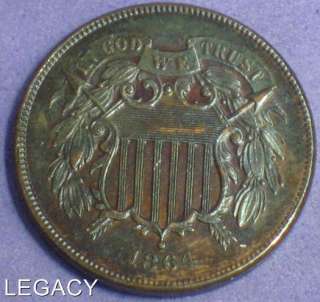1864 U.S. 2¢ CENT PIECE BETTER DATE NICE AU PIECE (OS+  