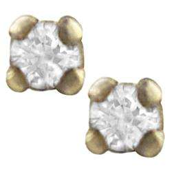 Tressa Goldfill and Silver Round cut CZ 2 mm Stud Earrings   