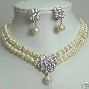 Comeliness Pearl Bridal Necklace Earring  