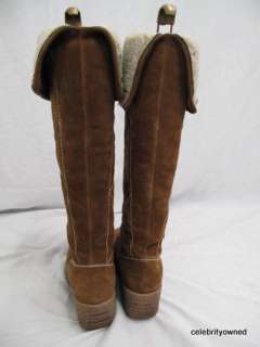 Michael Kors Tan Suede Shearling Wedge Boots 38  