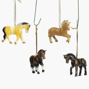  Set of Four Resin Horse Ornaments Christmas Tree Holiday 