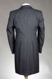   Couture Gray Wool Notch Lapel Tuxedo 2 Pc Suit 42 R Long Tails  