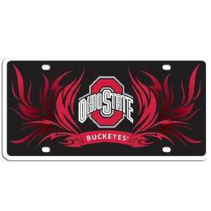 Ohio State Buckeyes Flame License Styrene NCAA Plate Car Sign Tag 