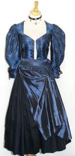   / BLACK BLUE German DIRNDL Evening Hostess Oktoberfest DRESS / 4 XS