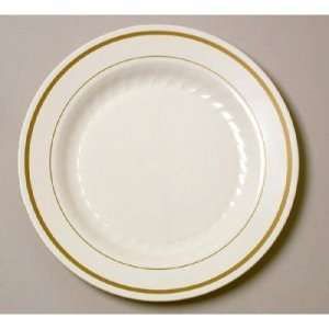 WNA Masterpiece Plastic Plates, 6 in., Ivory w/Gold Accents, Round 