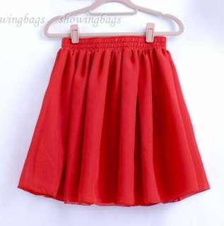 A2 Women Girls Double Layered Chiffon Knee Length Short full Skirt 