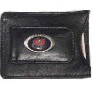  Tampa Bay Buccaneers Black Leather Money Clip with 