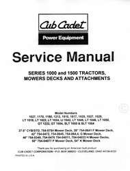 CUB CADET 1000 & 1500 Series Tractor Service Manual IH  
