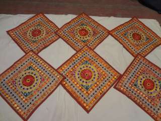 TRADITIONAL INDIAN MIRROR WORK FINE HAND EMBROIDERY CUSHION COVER SET 