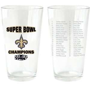 New Orleans Saints Super Bowl XLIV Champions 2pc Roster Pint Glasses 