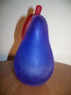 Signed Franco Moretti Murano Handcrafted Frosted Art Glass Pear  
