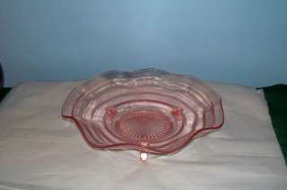 PINK DEPRESSION GLASS FOOTED BOWL RAYS FLARED L@@K  