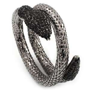    Dazzling Coil Flex Snake Bangle Bracelet (Black Tone) Jewelry