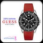 NEW GUESS WATCH for MEN * Red Silicone Strap * Multi Function 