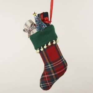  Club Pack of 12 Red Plaid Stocking with Gifts Christmas 